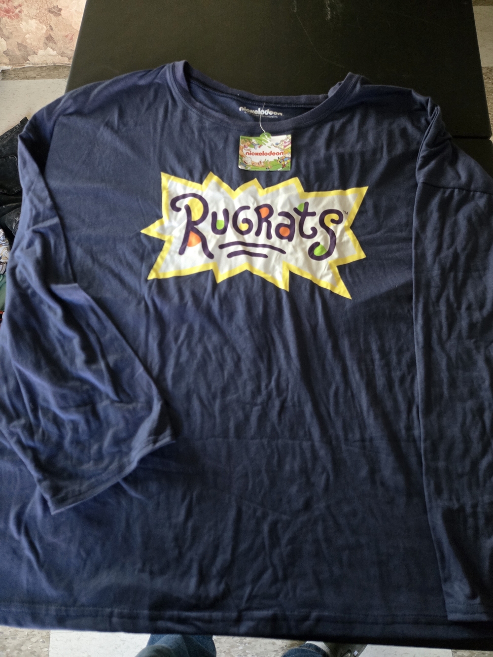 Nickelodeon Rugrats Navy Blue Long Sleeve Tee with Yellow Logo